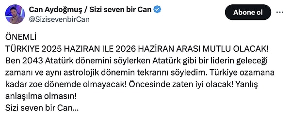 turkiye ne zaman mutlu olacak astrolog can aydogmus ulkenin mutlulugu icin yeni yila tarih K1lqyeA2