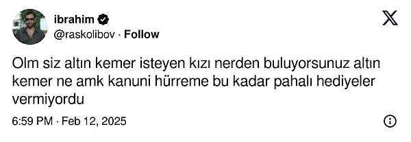 Nişanlısından 1,5 Milyon TL'lik 'Altın Kemer' İsteyen Kişi Tartışma Yarattı! 5 nisanlisindan 15 milyon tllik altin kemer isteyen kisi tartisma yaratti 4 OBYIeZjw