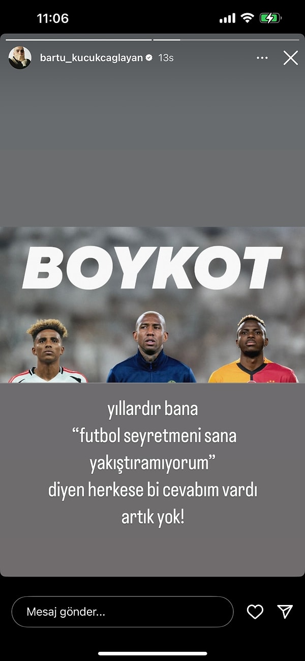 Bartu Küçükçağlayan Fenerbahçe, Beşiktaş ve Galatasaray’ı Boykot Etti 2 bartu kucukcaglayan fenerbahce besiktas ve galatasarayi boykot etti 1