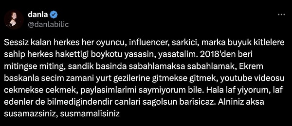 Danla Bilic'ten İmamoğlu'nun Tutuklanması Sonrası Protestolara Sessiz Kalan Ünlüleri Boykot Çağrısı 3 danla bilicten imamoglunun tutuklanmasi sonrasi protestolara sessiz kalan unluleri boykot cagrisi 2 tX4yUvkf
