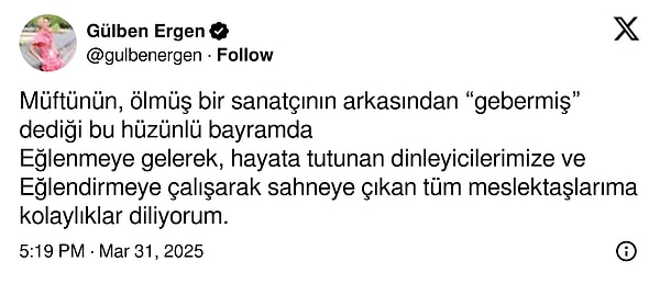Sessiz Kalmadı: Volkan Konak İçin "Gebermiş" Diyen Müftüye Gülben Ergen'den Tepki Gecikmedi 4 sessiz kalmadi volkan konak icin gebermis diyen muftuye gulben ergenden tepki gecikmedi 3 YjlGf1zO