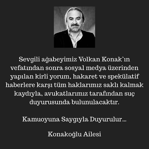 Volkan Konak'ın Ailesi Hakaretler Üzerine Harekete Geçti: Suç Duyurusunda Bulunacaklar! 3 volkan konakin ailesi hakaretler uzerine harekete gecti suc duyurusunda bulunacaklar 2 ezddKZN7