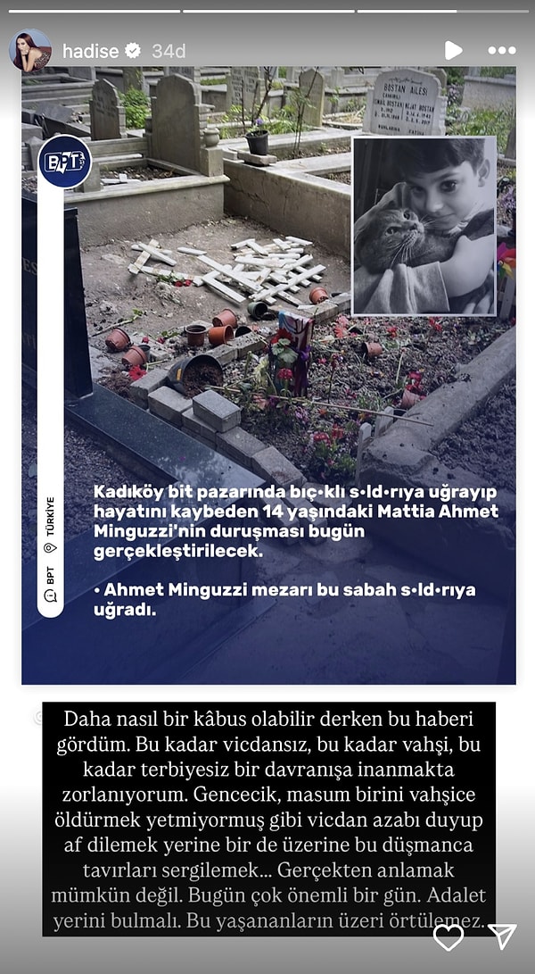 Ateş Püskürdüler: Ahmet Mattia Minguzzi'nin Mezarının Yapılan Çirkin Saldırıya Ünlülerden Peş Peşe Tepkiler 4 ates puskurduler ahmet mattia minguzzinin mezarinin yapilan cirkin saldiriya unlulerden pes pese tepkiler 3 pLXgegg5