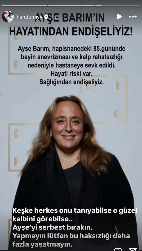 Ayşe Barım'ın Cezaevinde Fenalaşmasına Ünlü İsimler Sessiz Kalmadı 5 ayse barimin cezaevinde fenalasmasina unlu isimler sessiz kalmadi 4 LUpQQL2w