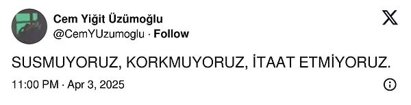 Boykot Çağrısı Sonrası Serbest Bırakılan Cem Yiğit Üzümoğlu'ndan İlk Paylaşım! 3 boykot cagrisi sonrasi serbest birakilan cem yigit uzumoglundan ilk paylasim 2 1F2tanuK