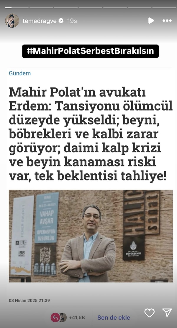 Destek Çığ Gibi Büyüyor: İşte Mahir Polat İçin Ünlü İsimlerin Paylaşımları 8 destek cig gibi buyuyor iste mahir polat icin unlu isimlerin paylasimlari 7 ZJO4kZ65