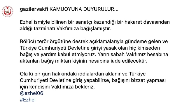 Ezhel'in Bağışı Kabul Edilmedi: Kazandığı Parayı Vermek İstediği Vakıf Yardımı Kabul Etmedi 2 ezhelin bagisi kabul edilmedi kazandigi parayi vermek istedigi vakif yardimi kabul etmedi 1 82LIEAWj
