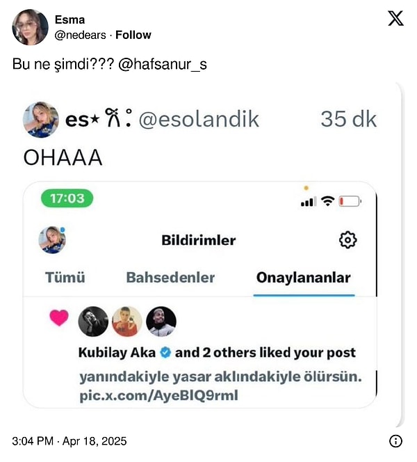 Hafsanur Sancaktutan'la İlişki Yaşayan Kubilay Aka "Yanındakiyle Yaşar Aklındakiyle Ölürsün" Editini Beğendi 4 hafsanur sancaktutanla iliski yasayan kubilay aka yanindakiyle yasar aklindakiyle olursun editini begendi 3 VbSrQMpA