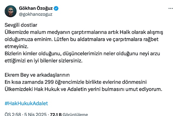 İmamoğlu Süreciyle İlgili Yorumunu "Apolitik Hissediyorum" Şeklinde Yapan Gökhan Özoğuz'dan Tepkilere Yanıt! 3 imamoglu sureciyle ilgili yorumunu apolitik hissediyorum seklinde yapan gokhan ozoguzdan tepkilere yanit 2 4pi9U9NN
