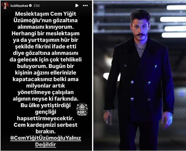 Kubilay Aka Oyuncu Arkadaşı Cem Yiğit Üzümoğlu'nun Boykot Paylaşımıyla Gözaltına Alınmasına Tepki Gösterdi! 2 kubilay aka oyuncu arkadasi cem yigit uzumoglunun boykot paylasimiyla gozaltina alinmasina tepki gosterdi 1 j71lp87C