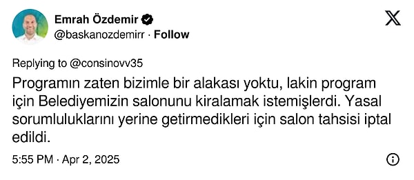 Niğde Belediye Başkanı Emrah Özdemir'in Şovunun Gerçekleşeceği Salonu İptal Etmesine Sergen Deveci'den Yanıt 2 nigde belediye baskani emrah ozdemirin sovunun gerceklesecegi salonu iptal etmesine sergen deveciden yanit 1 sA5tQyYi