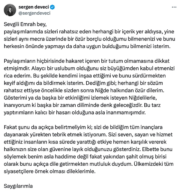 Niğde Belediye Başkanı Emrah Özdemir'in Şovunun Gerçekleşeceği Salonu İptal Etmesine Sergen Deveci'den Yanıt 4 nigde belediye baskani emrah ozdemirin sovunun gerceklesecegi salonu iptal etmesine sergen deveciden yanit 3 6pSfXjaa
