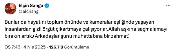 Oyuncu Elçin Sangu'dan Meslektaşları Hakkında Ortaya Atılan Suçlama ve Örgüt İddialarına Sert Çıkış! 4 oyuncu elcin sangudan meslektaslari hakkinda ortaya atilan suclama ve orgut iddialarina sert cikis 3 zH6ZGCky
