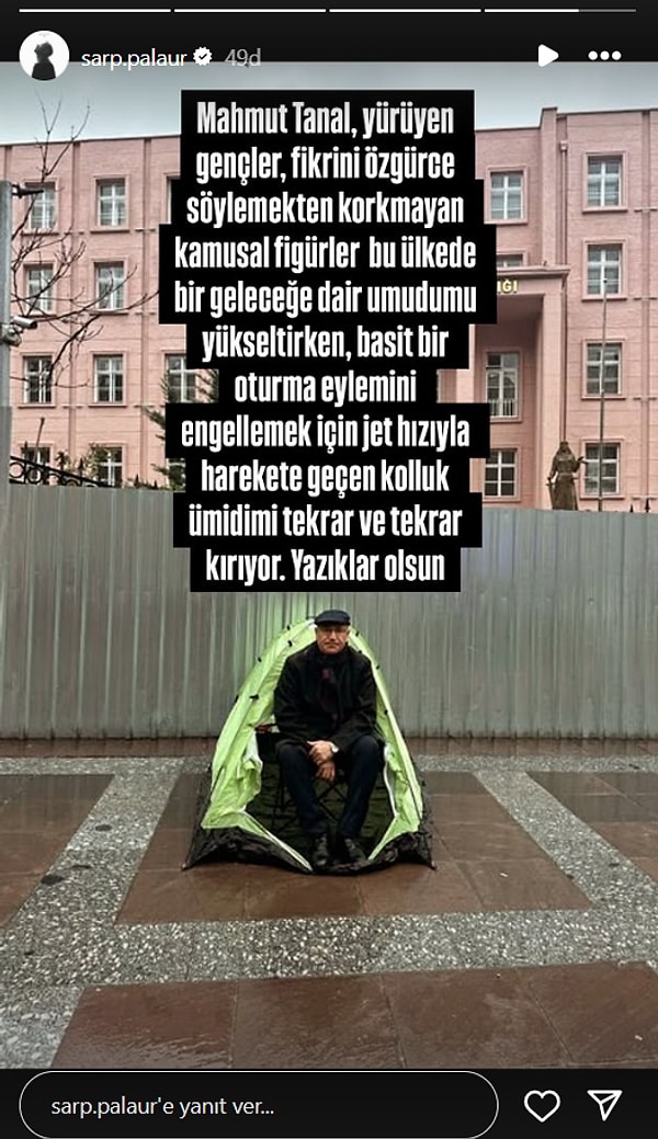 rapci saniser bakanlik binasinin onunde cadir kuran mahmut tanala polis mudahalesine tepki gosterdi 2 ghXu3KET