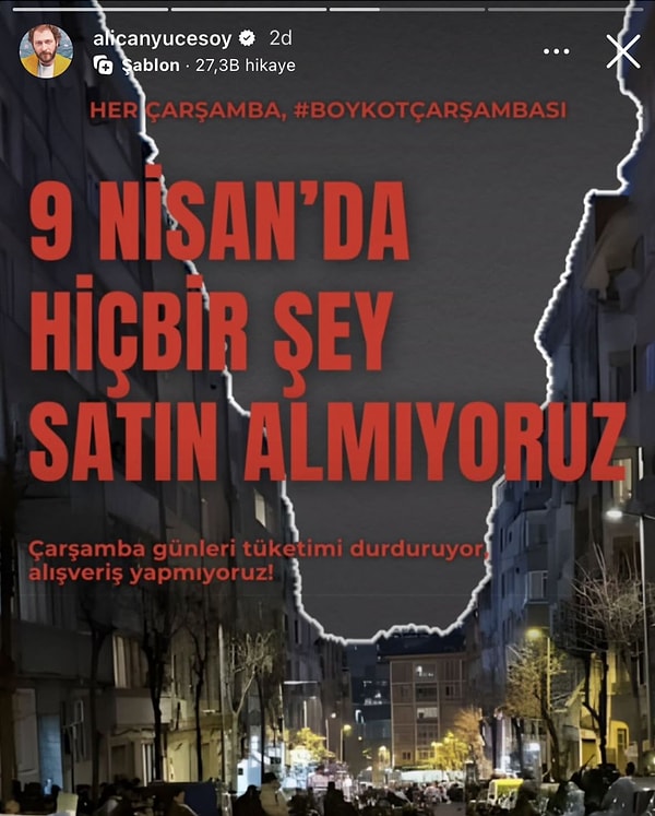 Ünlü İsimlerden 9 Nisan Çarşamba Günü İçin Tüketim Boykotu Çağrısı! 2 unlu isimlerden 9 nisan carsamba gunu icin tuketim boykotu cagrisi 1 I8cd3ZDT