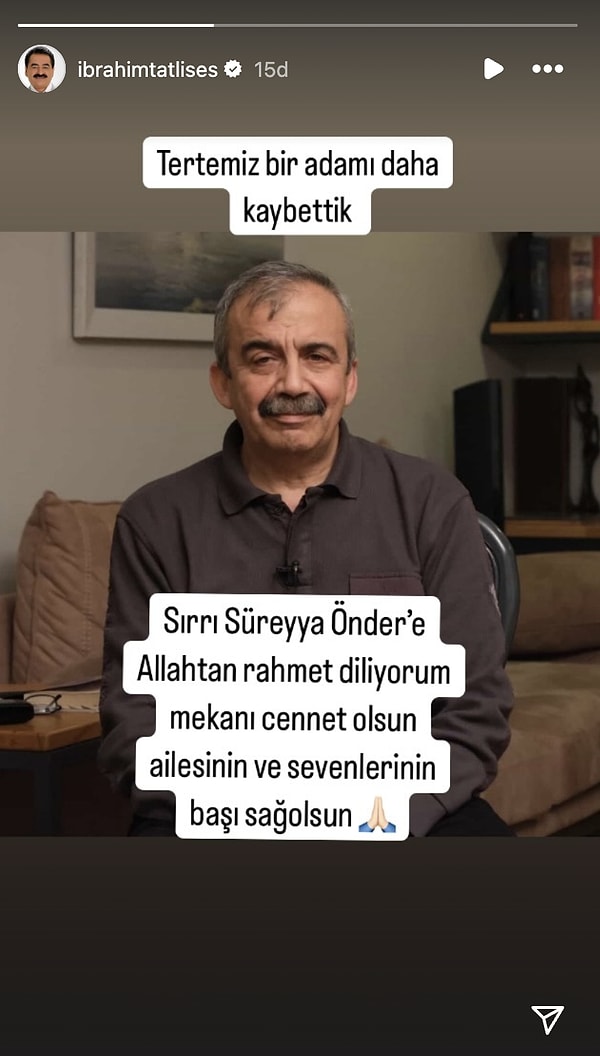 Sırrı Süreyya Önder'in Hayatını Kaybetmesine Ünlü İsimlerden Taziye Paylaşımları 7 sirri sureyya onderin hayatini kaybetmesine unlu isimlerden taziye paylasimlari 6 O8MM32NZ