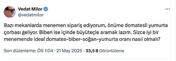 Vedat Milor Menemen Fitilini Yeniden Ateşledi! İdeal Menemen Malzemesi Oranı Herkesi Birbirine Düşürdü 5 vedat milor menemen fitilini yeniden atesledi ideal menemen malzemesi orani herkesi birbirine dusurdu 4 HSKs5EMw