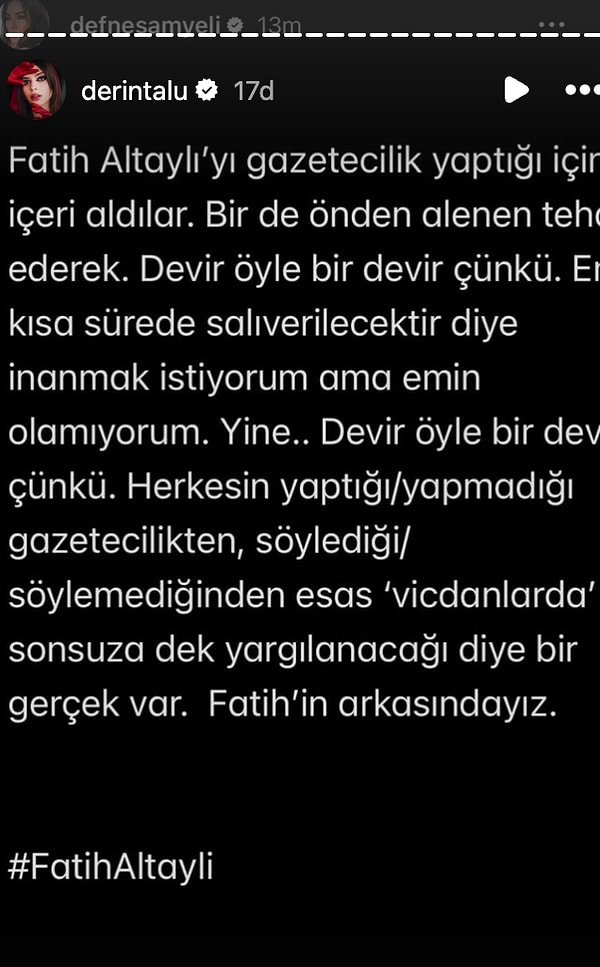 Defne Samyeli ve Kızı Derin Talu'dan Gözaltına Alınan Fatih Altaylı'ya Destek! 5 defne samyeli ve kizi derin taludan gozaltina alinan fatih altayliya destek 4 VbVrWRFS