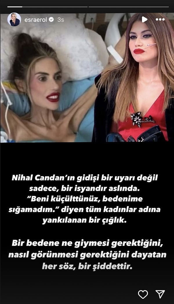 Esra Erol, Nihal Candan'ın Vefatı Üzerine Beden Dayatması Yaşayan Kadınlara Değindi 2 esra erol nihal candanin vefati uzerine beden dayatmasi yasayan kadinlara degindi 1 FOF8Mdw7