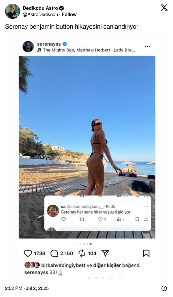 33. Yaşına Basan Serenay Sarıkaya'nın Bikinili Pozları Kullanıcılardan "Gittikçe Gençleşiyor!" Tepkisi Aldı 4 33 yasina basan serenay sarikayanin bikinili pozlari kullanicilardan gittikce genclesiyor tepkisi aldi 3 2zn3LwE3
