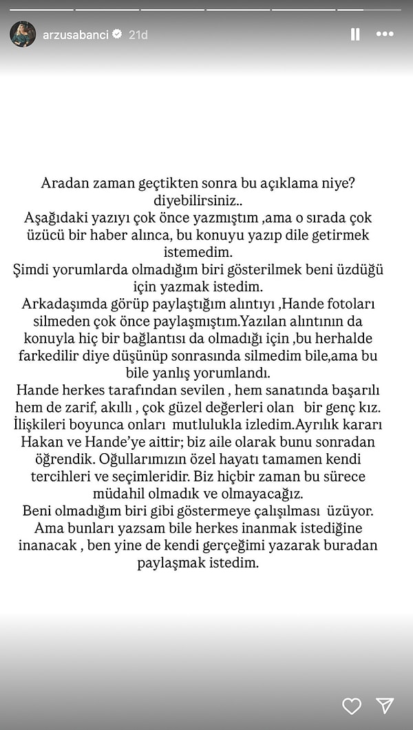 bunca yil sonra ilk kez konustu tepki ceken arzu sabancidan hande ercel ve hakan GjqsFtYc