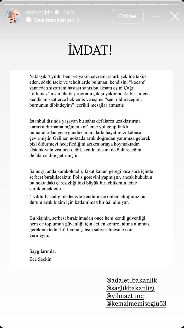 Ece Seçkin Kendisini ve Eşini 4 Yıldır Taciz Eden Takıntılı Şahıs Tarafından Ölüm Tehditleri Aldığını Açıkladı 2 ece seckin kendisini ve esini 4 yildir taciz eden takintili sahis tarafindan olum tehditleri qnZ9ZQAa