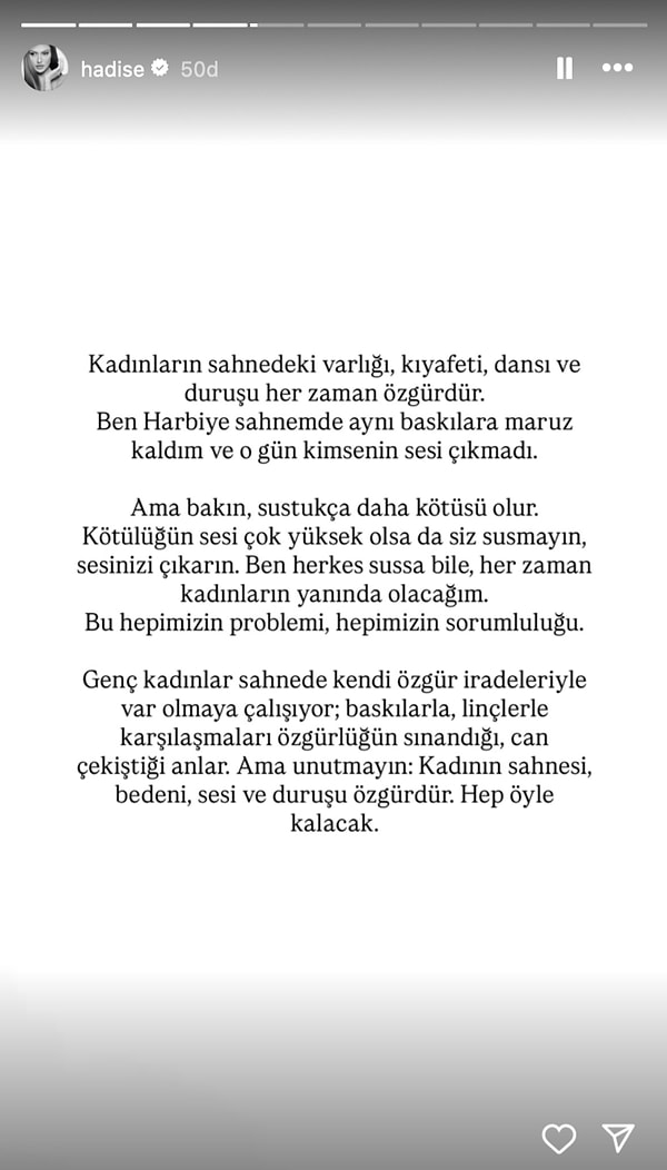 manifest kizlarina destek olan hadise ayni baskiyi yasadiginda kimsenin sesinin cikmayisindan dem vurdu 2 JbnDXgH8