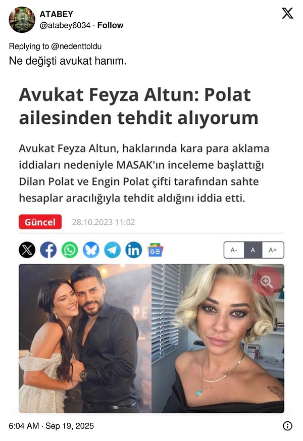 olsem ayni masaya oturmam dedigi dilan polatla can ciger olan feyza altundan gelen tepkilere