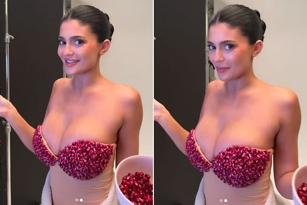 kylie jenner nar taneleriyle kapli bustiyeriyle urun tanitti 0 TCllZaaS